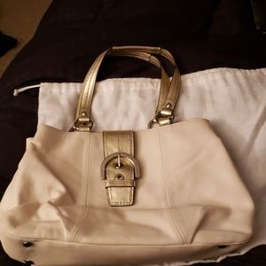 Coach Authentic White Leather Baguette